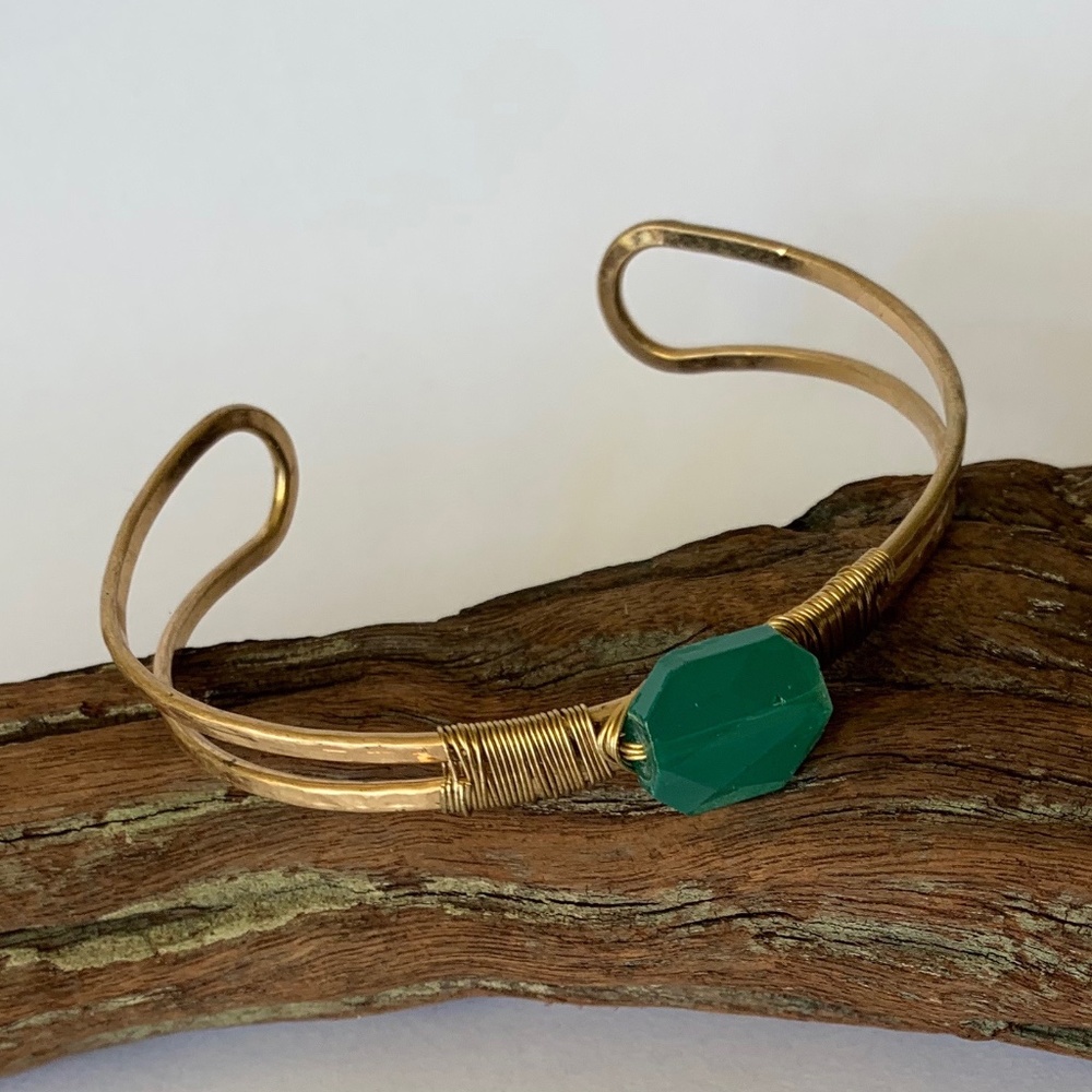 Emerald color bangle bracelet